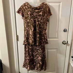 East 5th Floral Brown and Pink Women's Skirt XL